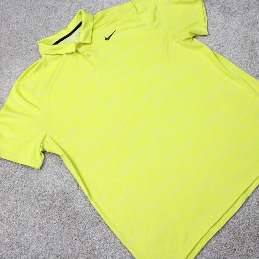 Nike Golf Polo Mens XL Yellow Icon‎ Jacquard Camo Standard Fit Dri-Fit S/S